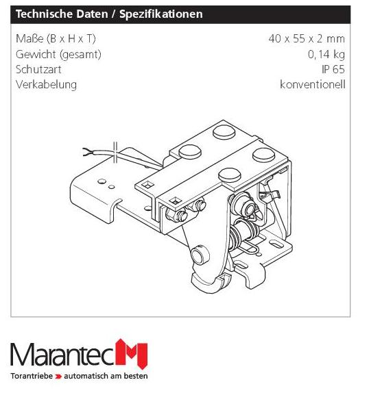 Marantec Schlaffseiltaster FVR 440-600 Links 500 mm-Rechts 500 mm