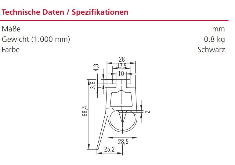 Marantec Kontaktleiste 8,2 K Ohm (44 mm) mit Dichtlippe
