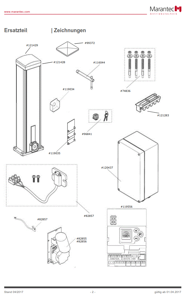 Ersatzteile für Schiebetore  Comfort 860, 861 sowie Version S