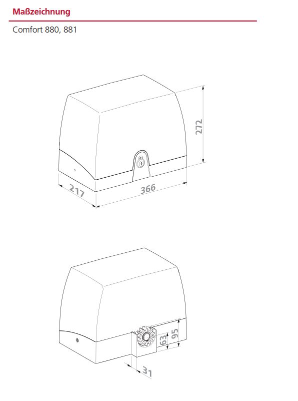 Marantec Kompaktantrieb Comfort 881 mit Zubehör als Set in einem Karton