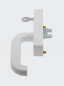 Preview: Schüco Getriebegriff Handhebel abschließbar weiß, links, 214577, 214578