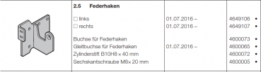 Hörmann Federhaken links, Doppelgaragen-Schwingtor N 500, 4649106