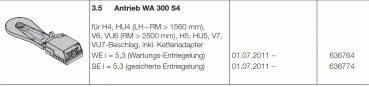Hörmann Ersatz Antrieb WA 300 S4 WE i = 4,3 (gesicherte Entriegelung), 636798
