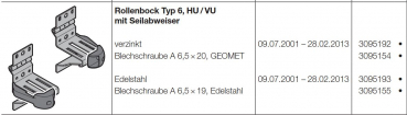 Hörmann Rollenbock Typ 6 HU-VU mit Seilabweiser Industrie-Baureihe 30-40-50 Edelstahl, 3095193