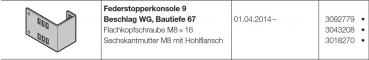 Hörmann Federstopperkonsole 9 Beschlag WG-Bautiefe 67 für Industrie-Baureihe 50, 3092779