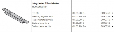 Hörmann Integrierter Türschließer ITS 96 nur Schlupftür Rasterfeststelleinheit, Baureihe 40-50-60, 3090753