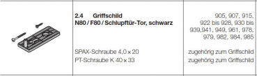 Hörmann Griffschild N80 / F80 / Schlupftür-Tor, schwarz, 1745000