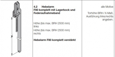 Hörmann Hebelarm F80 komplett für die Torhöhe 1935 mm von innen gesehen links, 1249533, 1249571