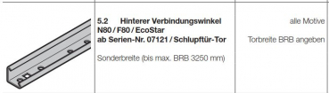 Hörmann hinterer Verbindungswinkel, BRB: 3000 mm, N80 / F80 / EcoStar, 1087087