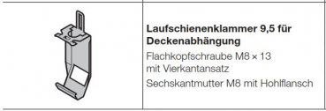 Hörmann Laufschienenklammer 9,5 für Deckenabhängung für Baureihe 40, EcoStar, 3047045
