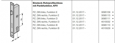 Hörmann Panikschloss 1316 (40 / 92 / 9 / 24) RZ, für Wechselgarnitur DIN rechts / DIN links Funktion E , 3091711, 3095113