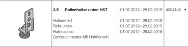 Hörmann Rollenhalter unten BR 10 (HST42) Seiten-Sektionaltor, 4004146