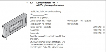 Hörmann Lamellenprofil PU 77 mit Verglasungselementen , 8991313