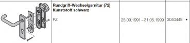 Hörmann Rundgriff-Wechselgarnitur (72) Kunststoff schwarz, 3040449, 3096789
