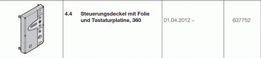 Hörmann Steuerungsdeckel mit Folie und Tastaturplatine, 360, 637752
