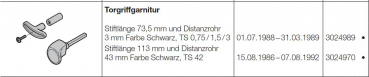 Hörmann Torgriffgarnitur Stiftlänge 73,5 mm und Distanzrohr  3 mm Farbe Schwarz, TS 0,75 / 1,5 / 3, 3024989