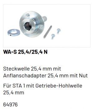 Marantec Steckwelle 25,4 mm mit Adapter für Federwelle mit Nut 25.4mm, 64976