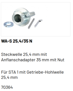 Marantec Steckwelle 25,4 mm mit Adapter für Federwelle mit Nut 35mm, 70364
