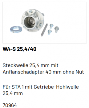 Marantec Steckwelle 25,4 mm mit Adapter für Federwelle ohne Nut 40mm, 70964