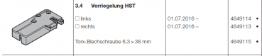 Hörmann Verriegelung HST rechts, Doppelgaragen-Schwingtor N 500, 4649113