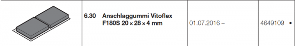 Hörmann Anschlaggummi Vitoflex  F180S 20 × 28 × 4 mm, Doppelgaragen Schwingtor N 500, 4649109