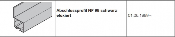 Hörmann Abschlussprofil NF 98 schwarz eloxiert Zubehör für Torglieder der Baureihe 40, 4005290