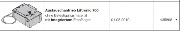 Hörmann Austauschantrieb Liftronic 700 ohne  ​Befestigungsmaterial mit integriertem Empfänger , 435898