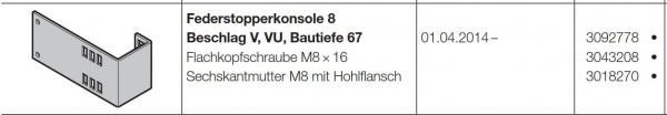 Hörmann Federstopperkonsole 8 Beschlag V-VU-Bautiefe 67 für Industrie-Baureihe 50, 3092778