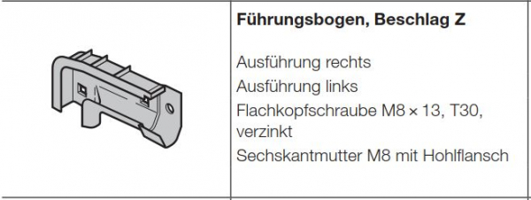 Hörmann Führungsbogen aus Kunststoff, Beschlag L und Z, Ausführung rechts (ersetzt Art.-Nr. 3047090) für Baureihe 40, EcoStar, 3072563, 3047090