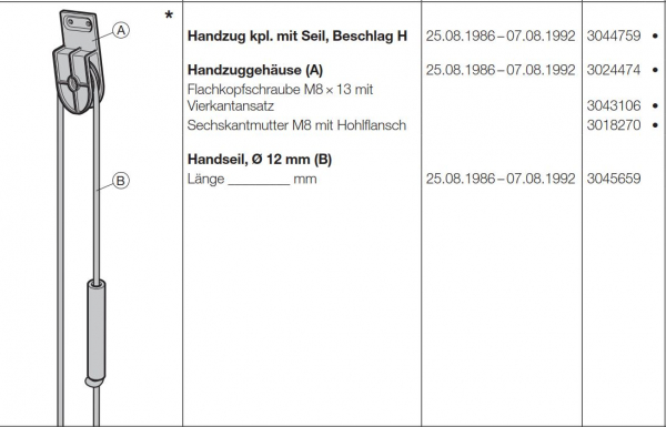 Hörmann Handzug kpl. mit Seil Torbeschlag H für Baureihe 20, 30 und 40 (Privat), 3044759
