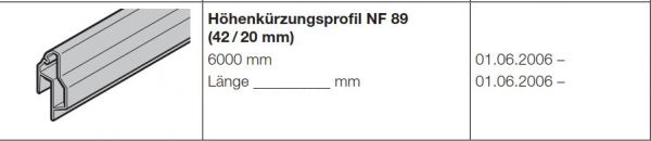 Hörmann Höhenkürzungsprofil NF 89  eloxiert (42 / 20 mm) der Baureihe 40, 4004733
