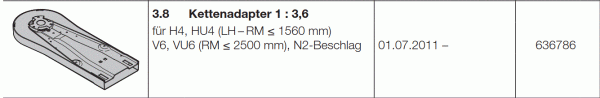 Hörmann Industrieantriebe WA 300 S4 Ersatz Kettenadapter 1:3,6, 636786