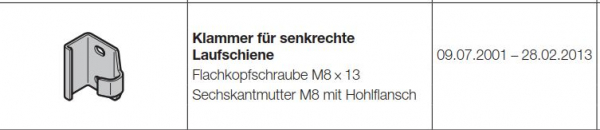 Hörmann Klammer für Senkrechte Laufschiene für Industrietore-Baureihe 20-30-40-50, 3054696