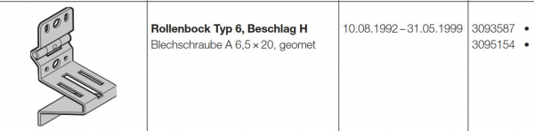 Hörmann Rollenbock Typ 6, Beschlag H, N für die Baureihe 30, 40, 50 (Privat und Industrietore), 3093587, 3042196