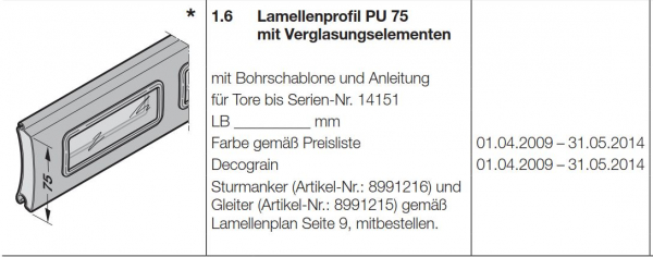 Hörmann Decograin Lamellenprofil PU 75 , 8991311