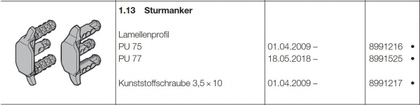 Hörmann Sturmanker für Lamellenprofil PU75, 8991216