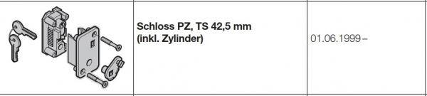Hörmann Schloss PZ, TS 42,5 mm (incl. Zylinder) für EcoStar Baureihe 30, 40 (Privat-Tor), 3088641, 3045163