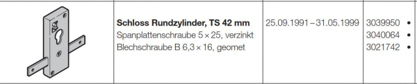 Hörmann Schloss Rundzylinder TS 42 mm für die Industrietor Baureihen 30-40-50, 3039950