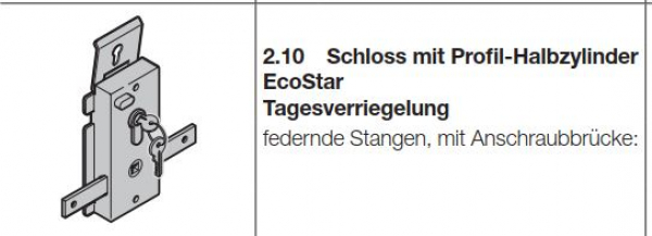 Hörmann Schloss mit Profil-Halbzylinder EcoStar Tagesverriegelung  ​Motiv 902 waagrecht, 1419001