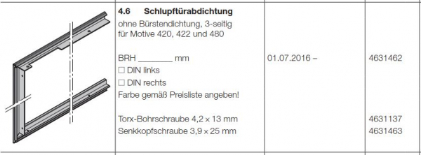 Hörmann Schlupftürabdichtung links, Nebentür und Schlupftür, Doppelgaragen-Schwingtor N 500, 4631462