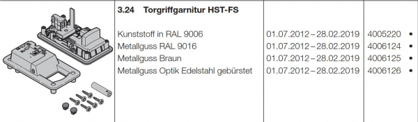Hörmann Torgriffgarnitur HST - FS, Metallguss Braun, Seiten-Sektionaltor, 4006125