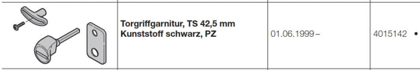 Hörmann Torgriffgarnitur TS 42,5 mm Kunststoff schwarz, PZ für Baureihe 30, 40, 4015142, 3053601
