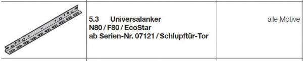 Hörmann Universalanker N80 / F80 / EcoStar  ab Serien-Nr. 07121 / Schlupftür-Tor, 1089000