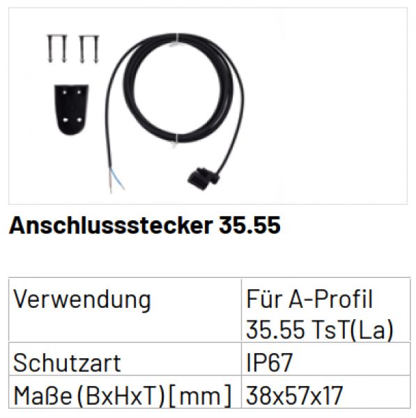 Marantec Protect-Contact 35.55 Abschlussstecker mit Kabellänge 300 mm, 149794, 186954