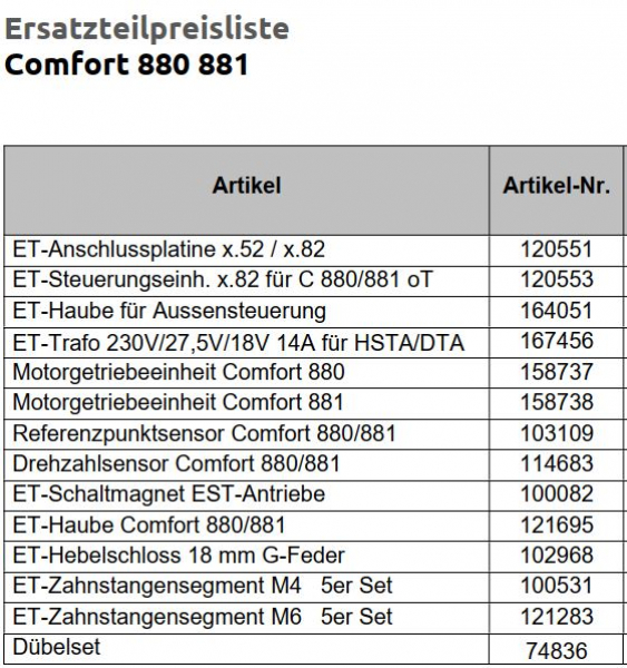 Marantec Hebelschloss 18 mm G-Feder für Comfort 880 und 861 sowie Version S, 102968