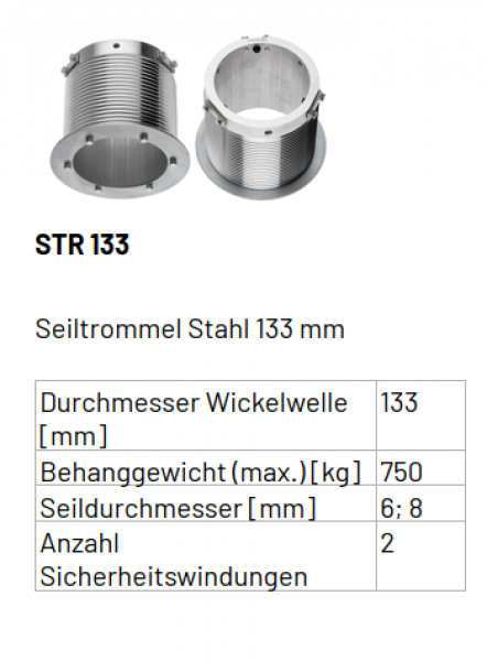 Marantec Seiltrommelsatz Innendurchmesser / Seildurchmesser 133 / 6 mm, 118516