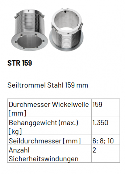 Marantec Seiltrommelsatz Innendurchmesser Seildurchmesser 159 | 8 mm, 118518