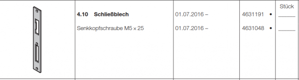 Hörmann Schließblech, Doppelgaragen-Schwingtor N 500, 4631191